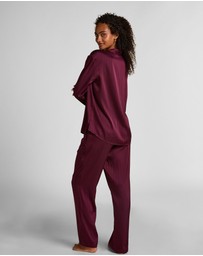 Hunkemoller - Long Sleeve Satin Pinstripe PJ Set