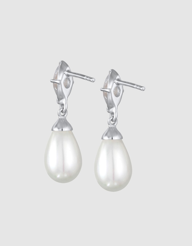 Elli Jewelry - Shell Pearl Zirconia Drop Earrings in 925 Silver