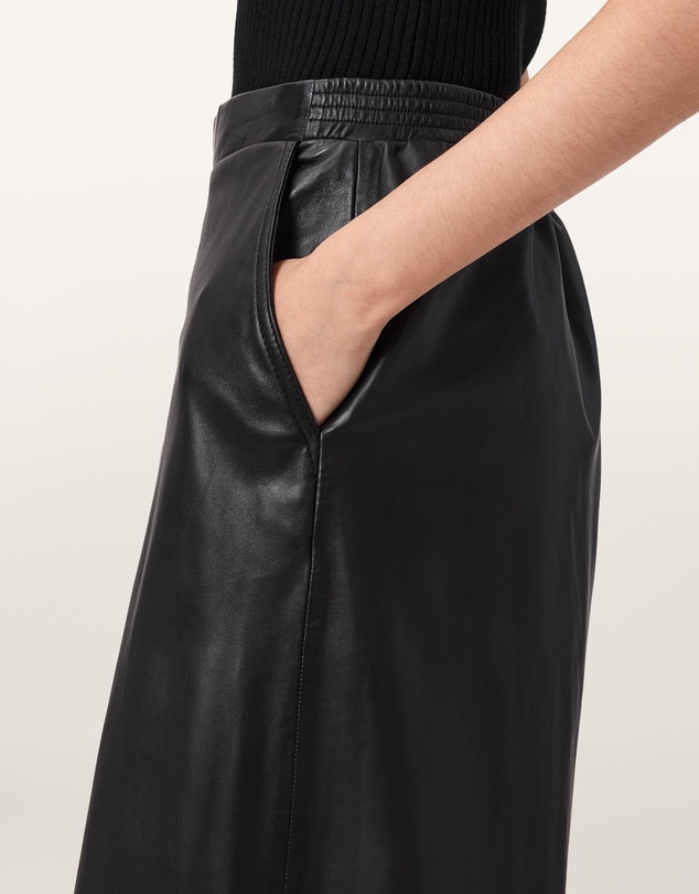 AllSaints - Etta Barrel Leg Leather Trousers