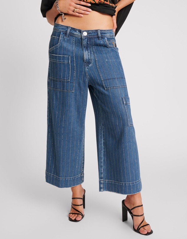 ONE TEASPOON - Bad Boys High Waist Wide Leg Denim Jeans - Glitter Highway