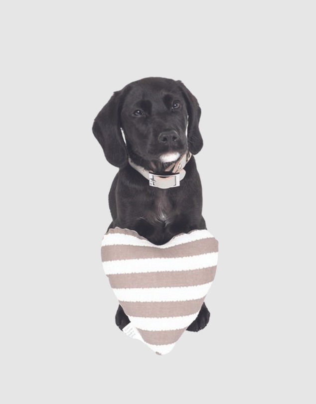 Mog & Bone - Heart Shaped Soft Toy - Latte Hamptons Stripe Print