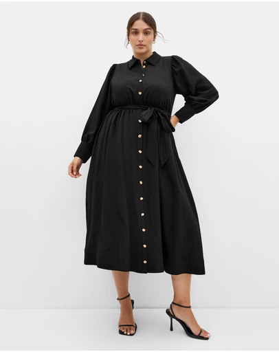 City Chic - Alana Button Midi Dress