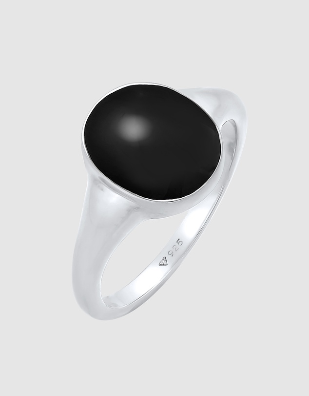 Elli Jewelry - Ring Signet Ring Classic Oval with Enamel in 925 Sterling Silver