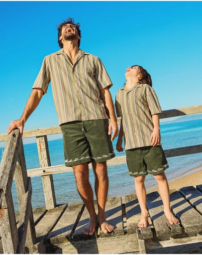 Skwosh - Grandpa's Couch Kids Holiday Shirt in Multi Stripe