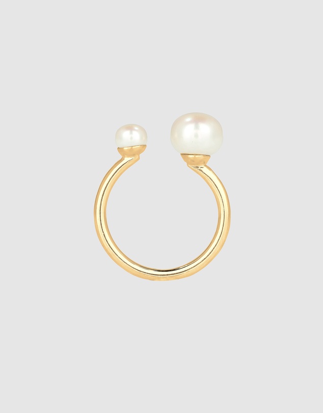 Elli Jewelry - Freshwater Pearl Band Ring in Gold-Plated 925 Silver