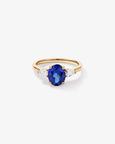 Michael Hill - Created Sapphire and 0.27 Carat TW Laboratory-Grown Diamond Ring in 10kt Gold