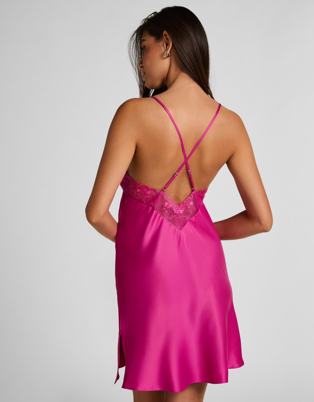 Hunkemoller - Short Satin Lace Peonie Slip Dress