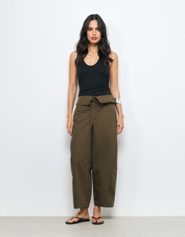 AERE - Nina Cotton Foldover Barrel Pants