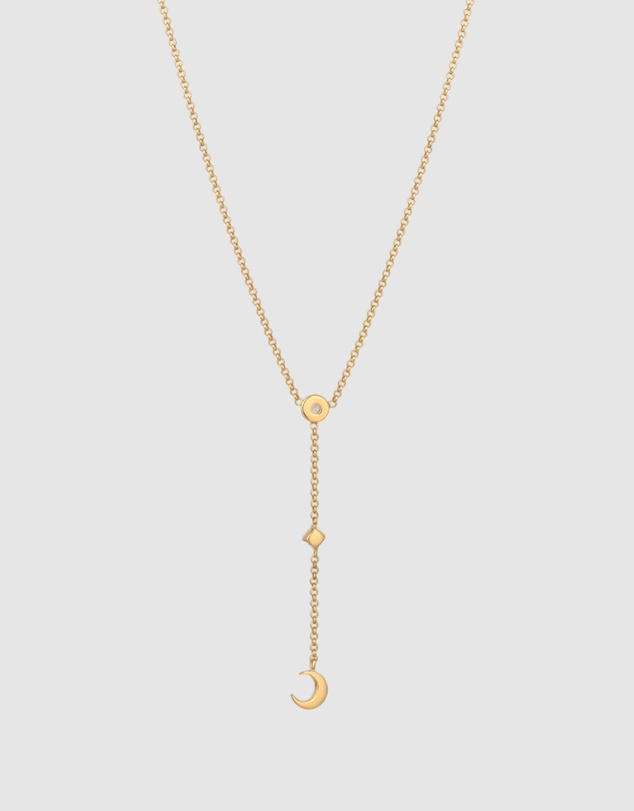 Elli Jewelry - Necklace Women Crescent Moonstone 925 Sterling Silver Gold Plated