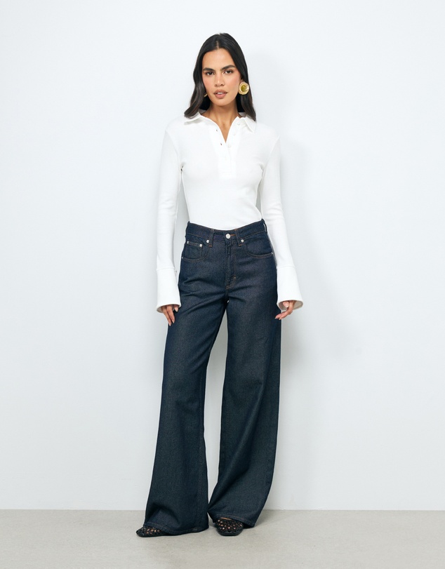 AERE - Indie LS Rib Polo Top