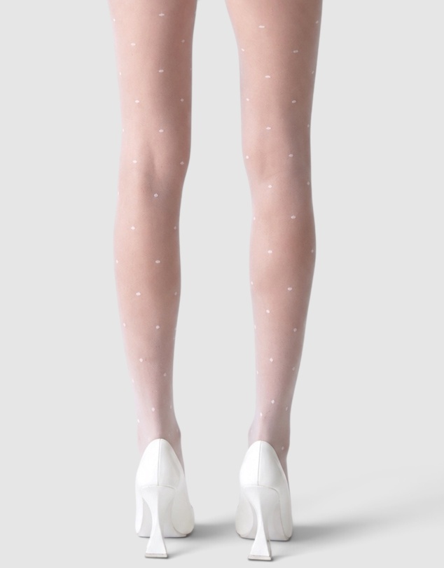 High Heel Jungle - Le Dot Jacquard Tights - White