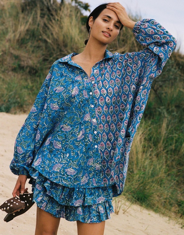 KINGA CSILLA - Zaffre Block Print Chalm Shirt