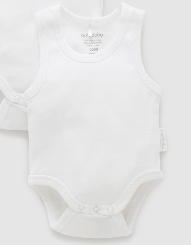 Purebaby - Rib Bodysuit 2 pack-Babies