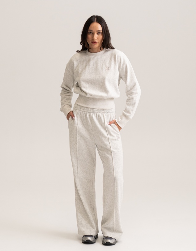 HyperLuxe The Label - Logo Embroidered Pintuck Sweatpants