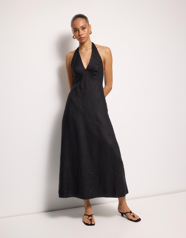 AERE - Brisa Halter Linen Slip Dress