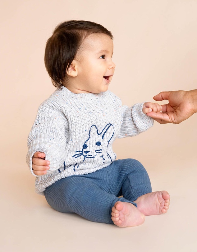 Bebe by Minihaha - Bunny Hand Emb Knit Jumper - Babies