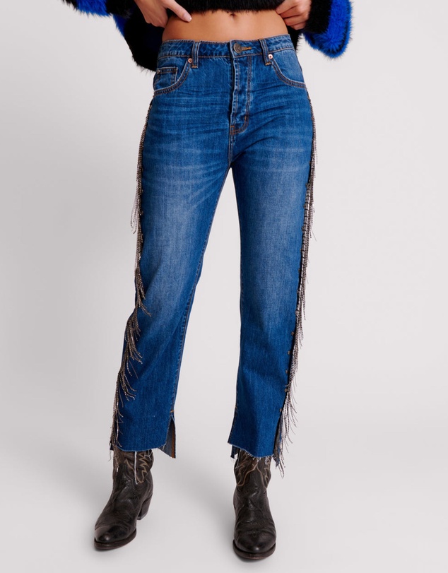 ONE TEASPOON - Bluemoon Jewelled Hooligans Mid Waist Relaxed Jeans