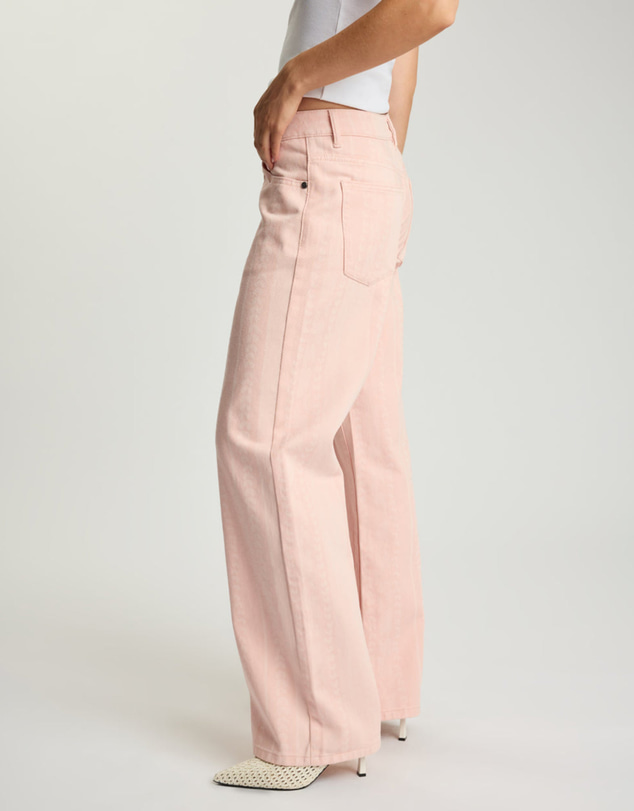 ONE TEASPOON - Jackson Mid Waist Wide Leg Denim Jeans - Pink Love