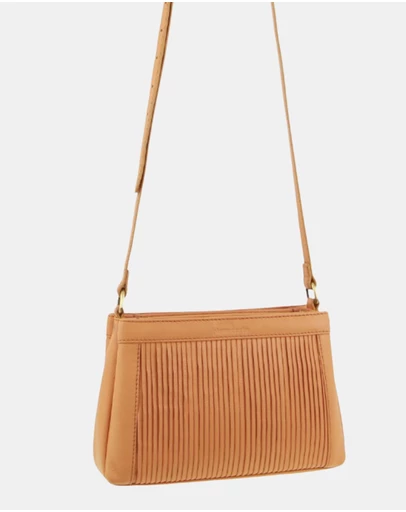 Pierre Cardin - Pierre Cardin Leather Pleated Design Crossbody Bag