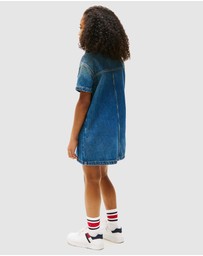 Tommy Hilfiger - Logo Embroidery Short Sleeve Denim Dress - Babies-Teens