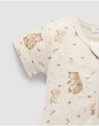 Purebaby - Love Bear Rib Zip Growsuit -Kids-Babies