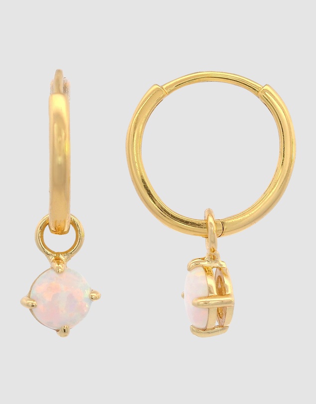 Georgini - GEORGINI WISTERIA CREATED OPAL DANGLE HOOP EARRINGS GOLD