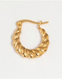 Lovisa - Waterproof Gold Plated Stainless Steel Textured Crescent Hoop Earrings