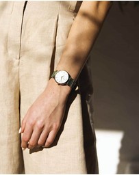 Rosefield - The West Village - White Dial With Green Band