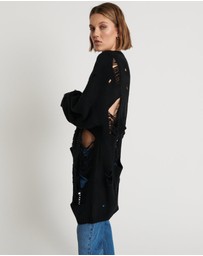 ONE TEASPOON - Black Hercules Shredded Sweater