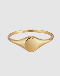 Elli Jewelry - Ring Signet 925 Sterling Silver Gold-Plated