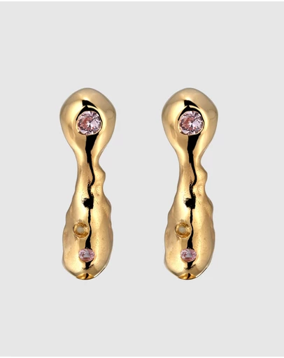 Haze & Glory - Warped Citrine Ear Studs - Gold