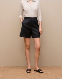 Trenery - Stretch Linen Blend Tailored Short in Black