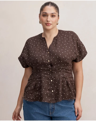 Forever New Curve - Jemma Curve V Neck Blouse