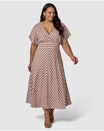 Something 4 Olivia - Allegra Linen Stripe Midi Dress