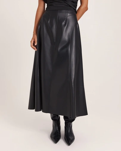 SABA - Viv Faux Leather Fluted Skirt