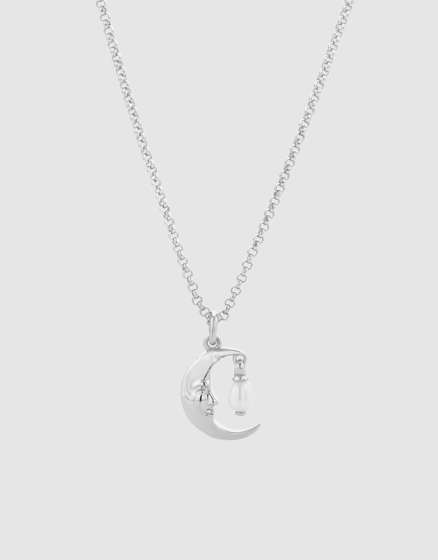 Karen Walker - Moon Necklace with 1 x 5mm Teardrop Freshwater Pearl