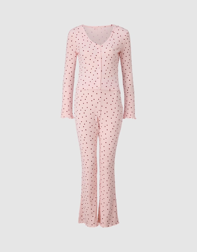 KBX - Heart Rib Long Sleeve Pyjama Set