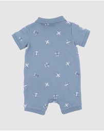 Bebe by Minihaha - Harlan Embroidered Short Sleeve Polo Romper - Babies