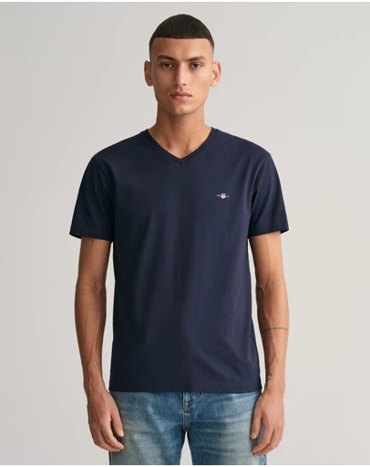 Gant - Slim Fit Shield V-Neck T-Shirt