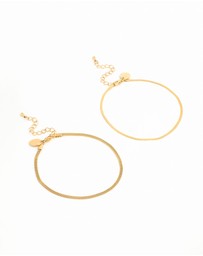 Lovisa - Waterproof Gold Plated Stainless Steel Mixed Snake Chain Anklets 2-Pack