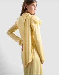 TOPSHOP - LS Ruffle Maxi Dress With Scarf Wrap Detail