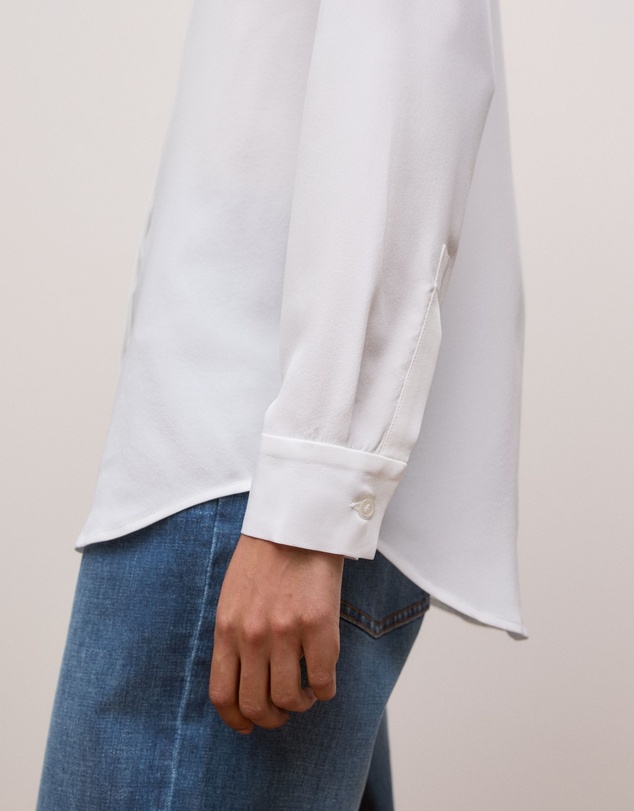 Trenery - Silk Concealed Placket Shirt in White
