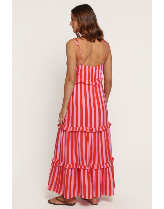 Petal & Pup - Lovella Maxi Dress - Pink/Red Stripe