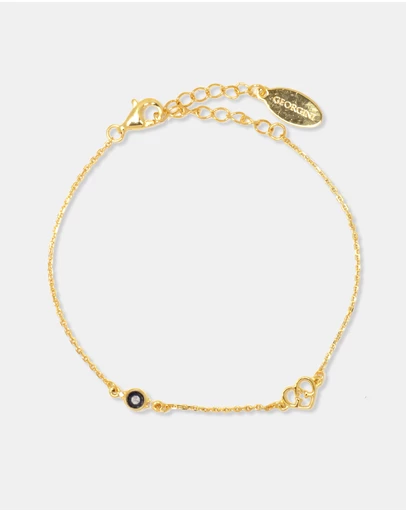 Georgini - Natural Sapphire And Two Natural Diamond September Gold Bracelet