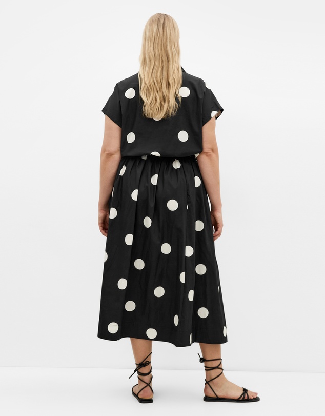 City Chic - Vacay Polka Dot Print Shirt - black