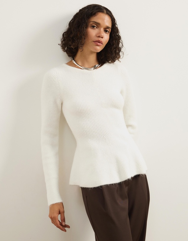 Atmos&Here - Ivy Boat Neck LS Peplum Knit Top