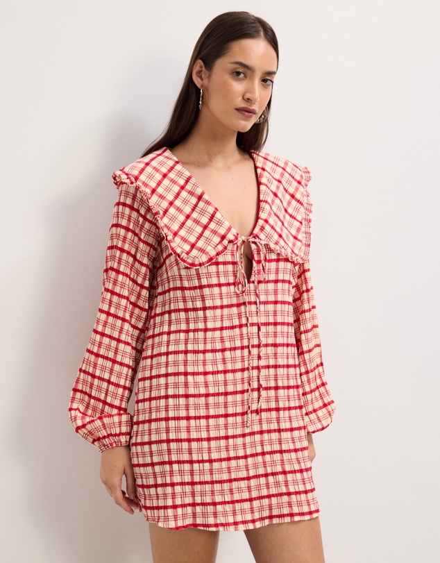 The Fated - Adela Check Collared Mini Dress