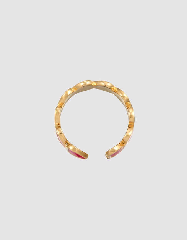 Elli Jewelry - Enamel Heart Open Ring in Gold-Plated 925 Silver