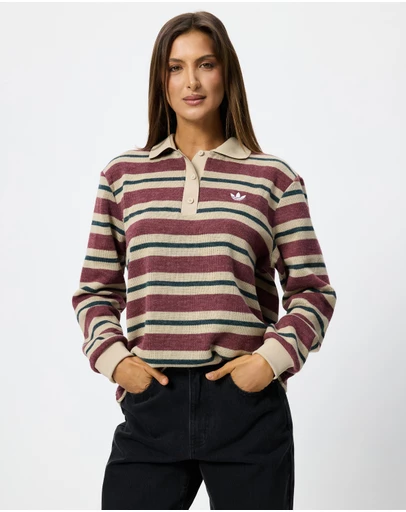 adidas Originals - Striped Knitted Polo Top