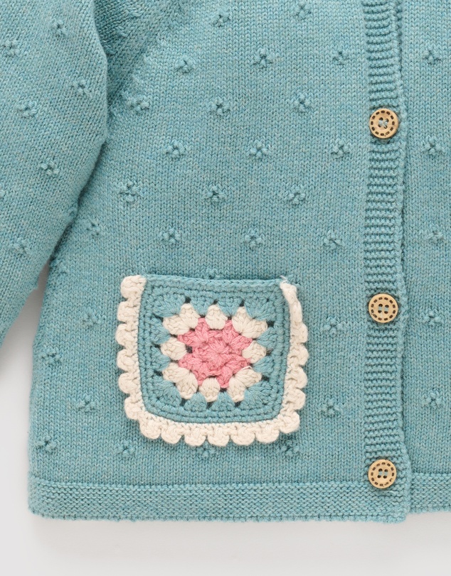 Purebaby - Crochet Pocket Cardigan -Kids-Babies